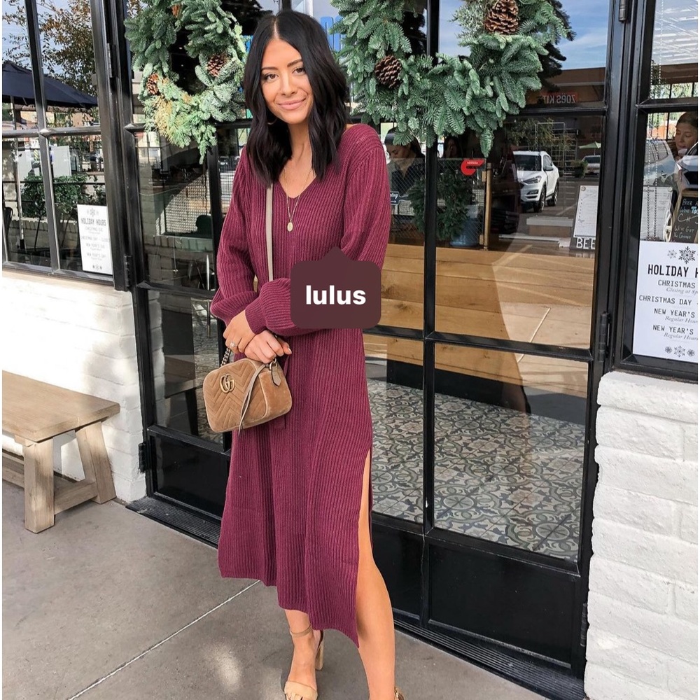 NWT - Lulus Sweater Dress in Burgundy, Size Small